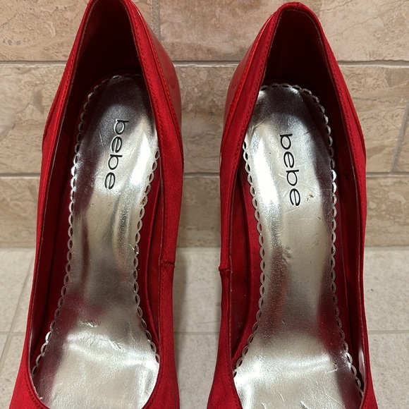 bebe Platform Red Stiletto Heels Size 8 - Picture 8 of 12